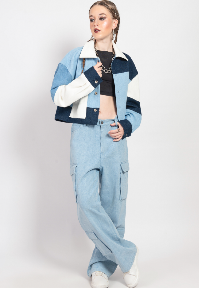 OCWA SONOMA CROP MULTI BLUE WHITE JACKET