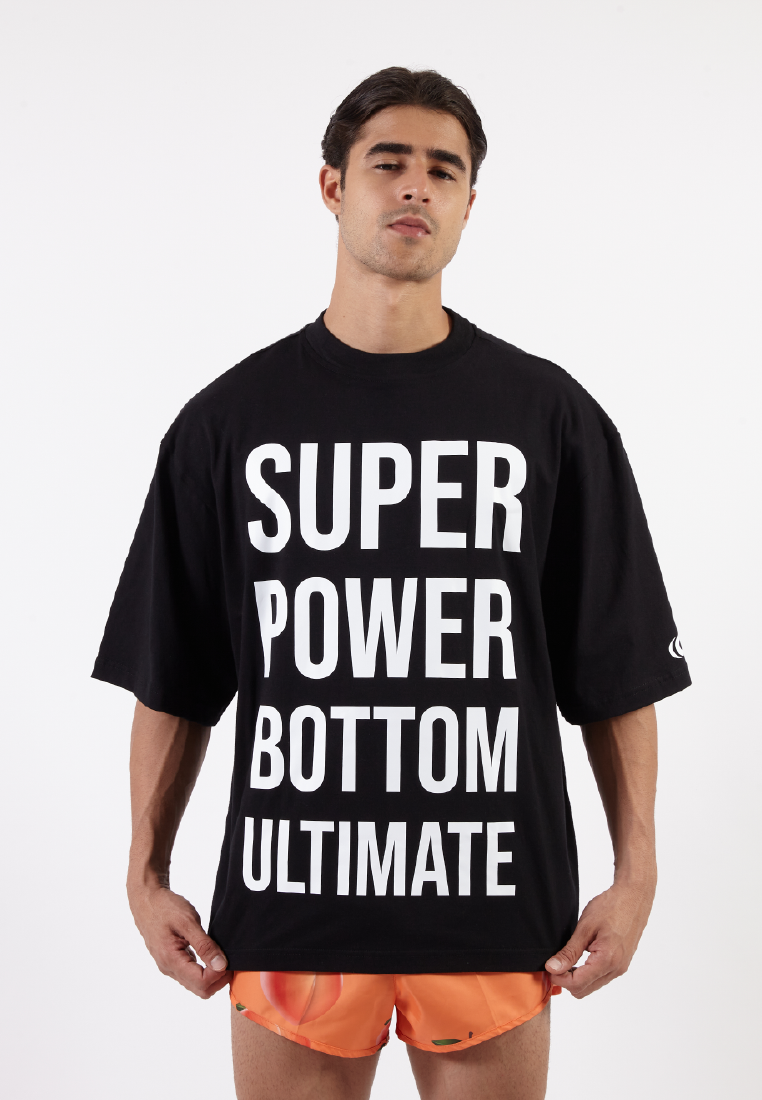 OCWA X BOP! SUPER POWER BOTTOM ULTIMATE OVERSIZED BLACK TEE