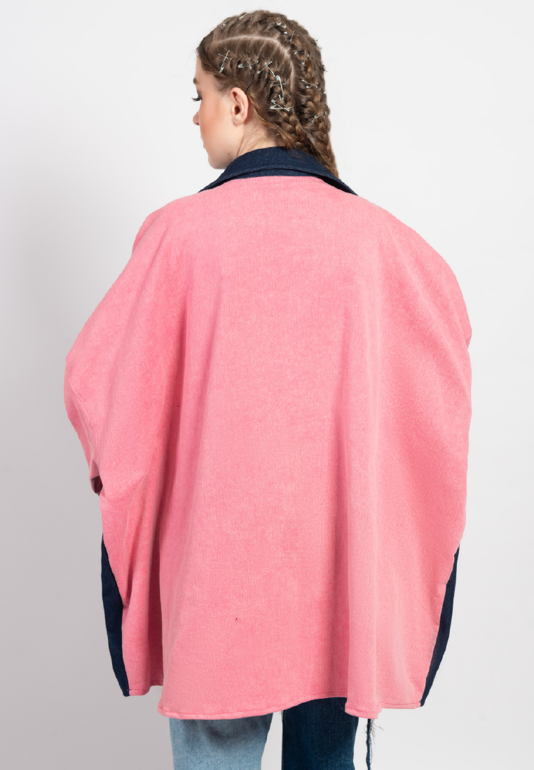 OCWA OVERSIZED TALLY PINK DARK BLUE DENIM SHIRT