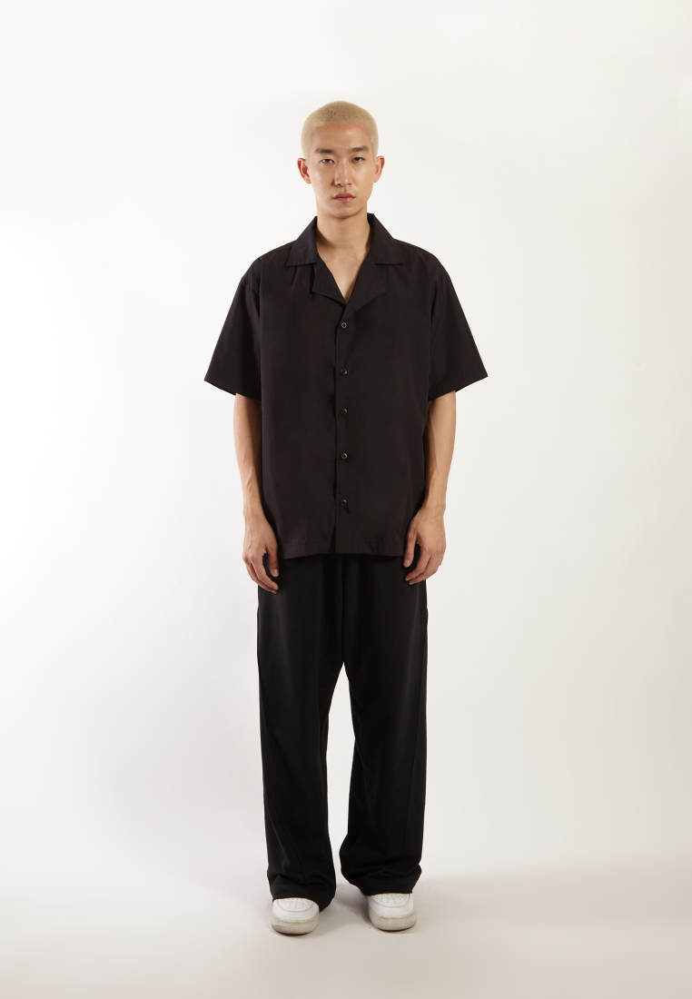 OCWA MALON OVERSIZED BLACK COTTON SHIRT