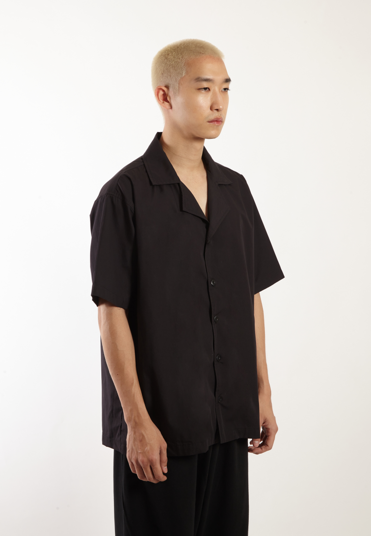 OCWA MALON OVERSIZED BLACK COTTON SHIRT