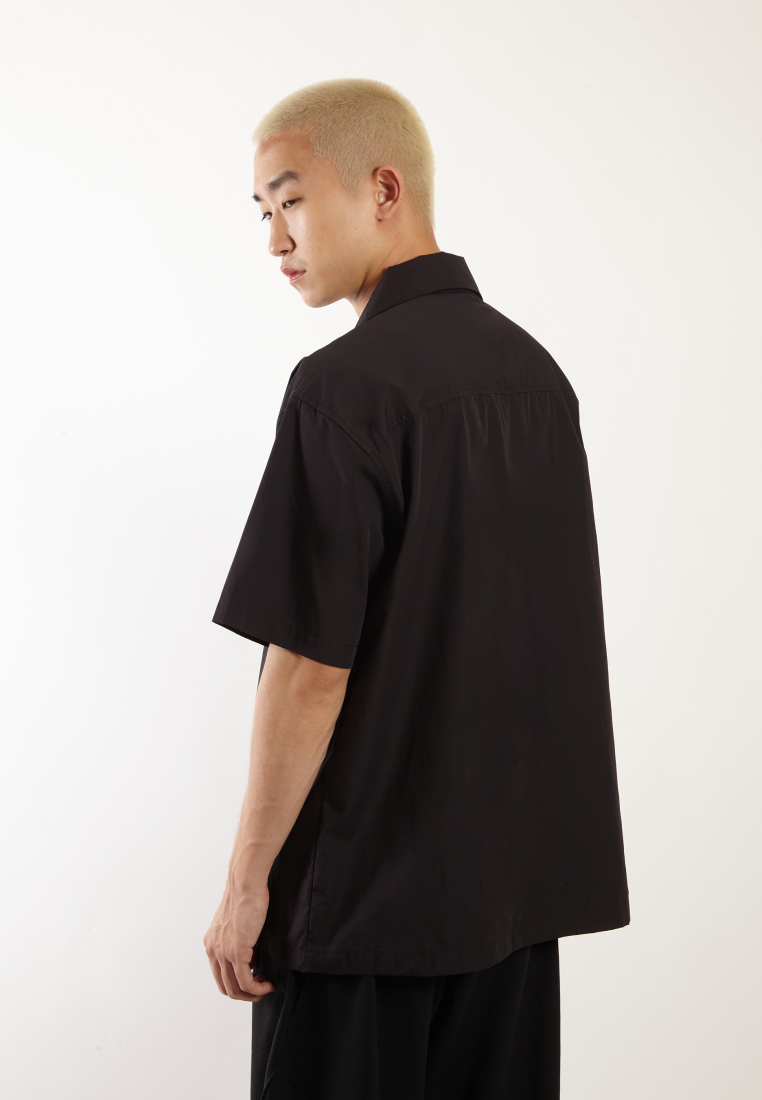 OCWA MALON OVERSIZED BLACK COTTON SHIRT