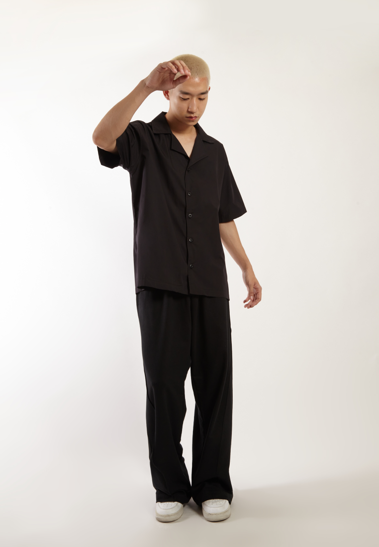 OCWA MALON OVERSIZED BLACK COTTON SHIRT