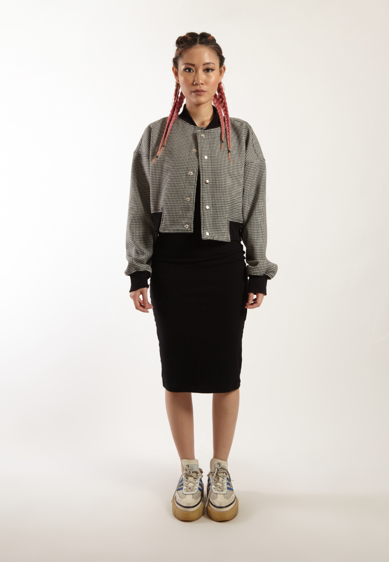 OCWA MAYER HOUNDSTOOTH CROP VARSITY JACKET