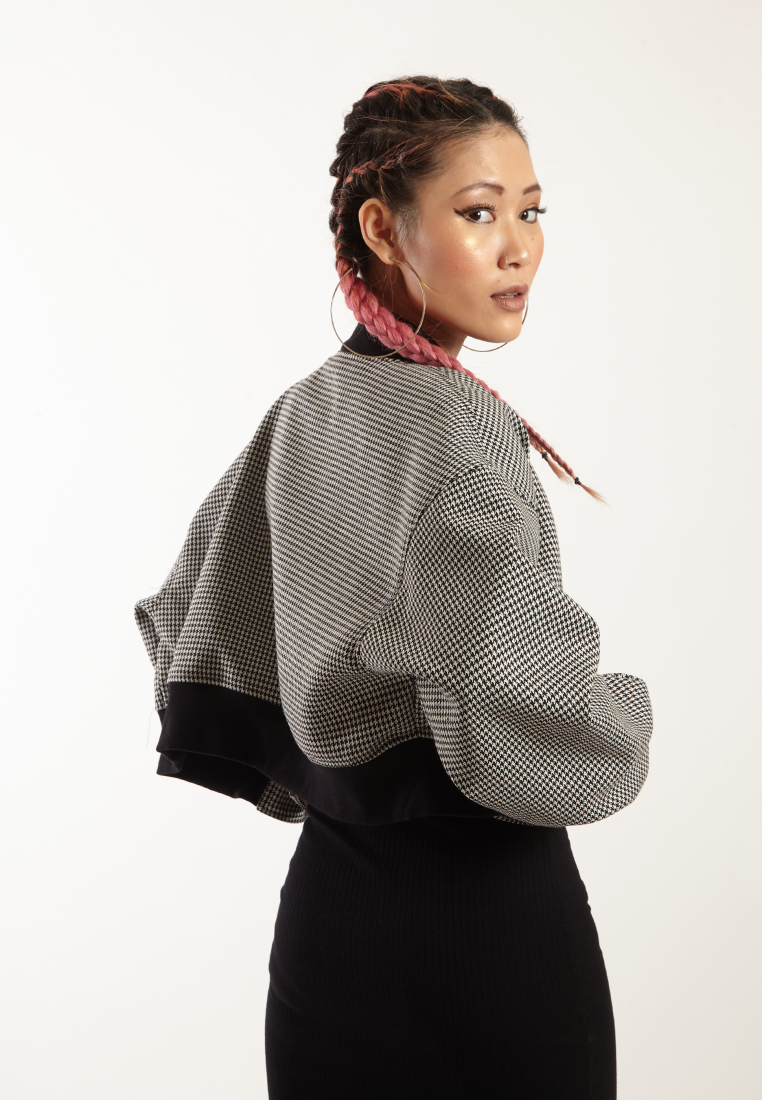 OCWA MAYER HOUNDSTOOTH CROP VARSITY JACKET