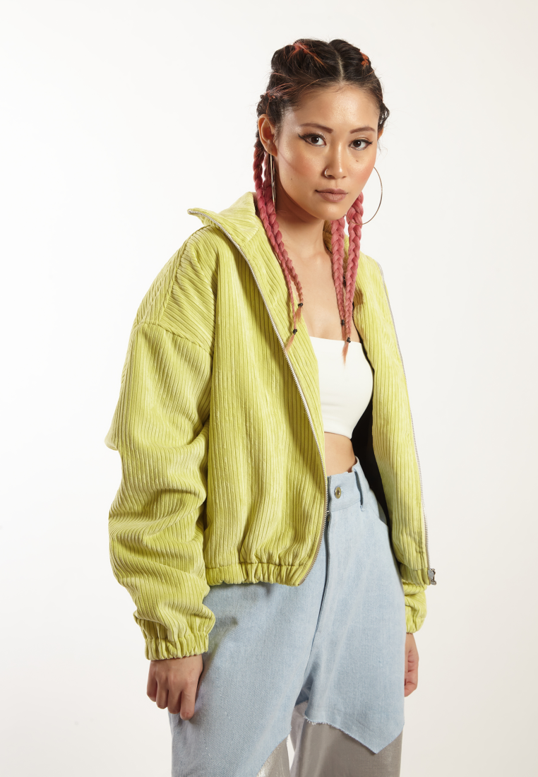 OCWA OVERSIZED JILL LIME YELLOW CORDUROY JACKET