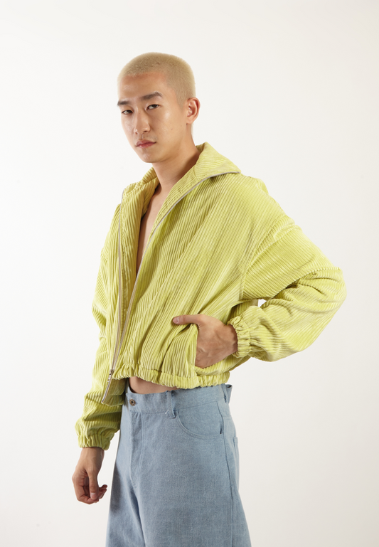 OCWA OVERSIZED JILL LIME YELLOW CORDUROY JACKET