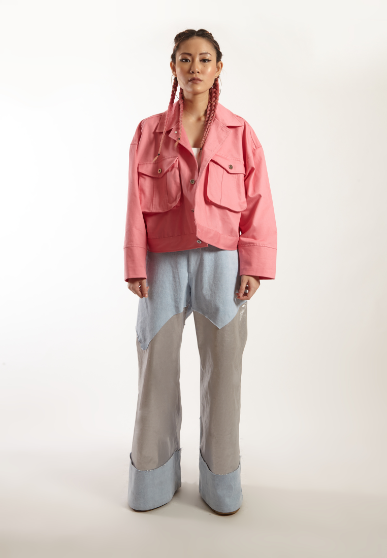 OCWA PREACH OVERSIZED CROP PINK JACKET