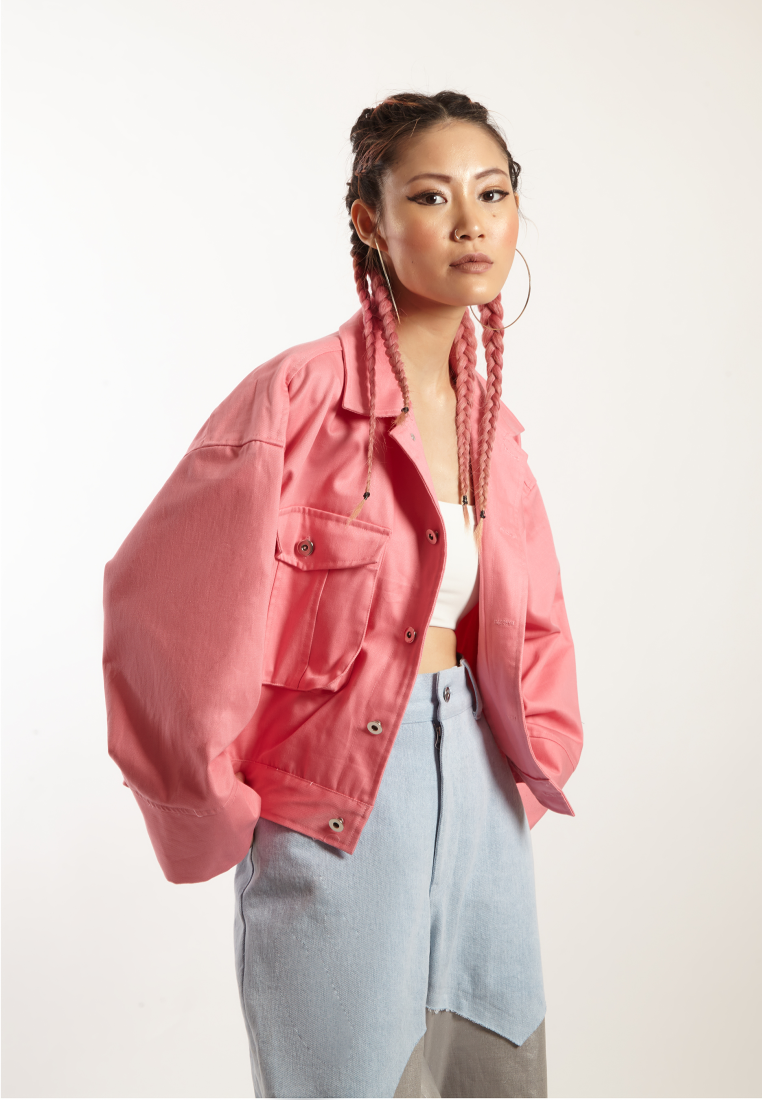 OCWA PREACH OVERSIZED CROP PINK JACKET