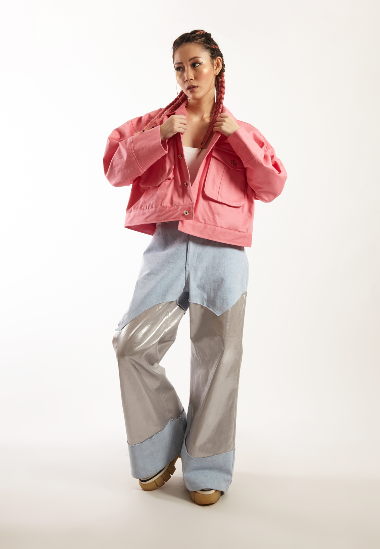 OCWA PREACH OVERSIZED CROP PINK JACKET