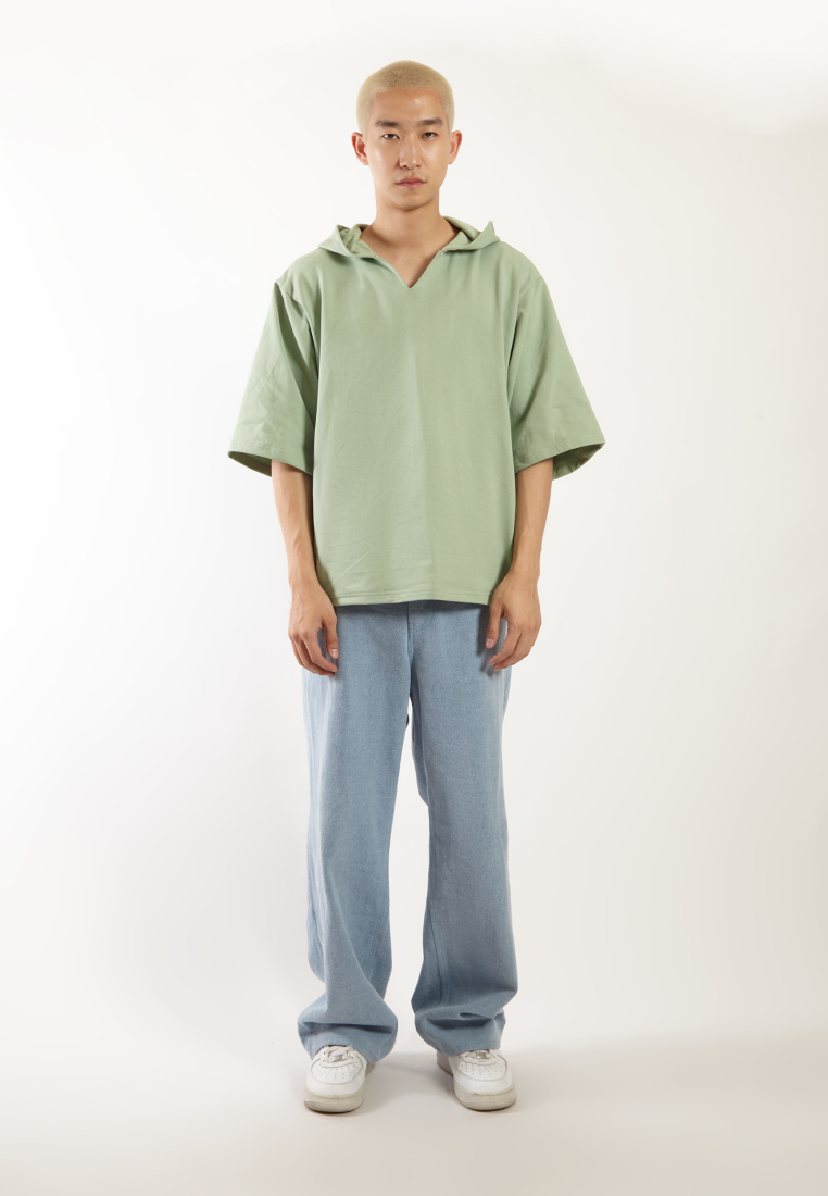 OCWA X VEDECI OVERSIZED BLAZE SHORT SLEEVE HOODIE SAGE GREEN