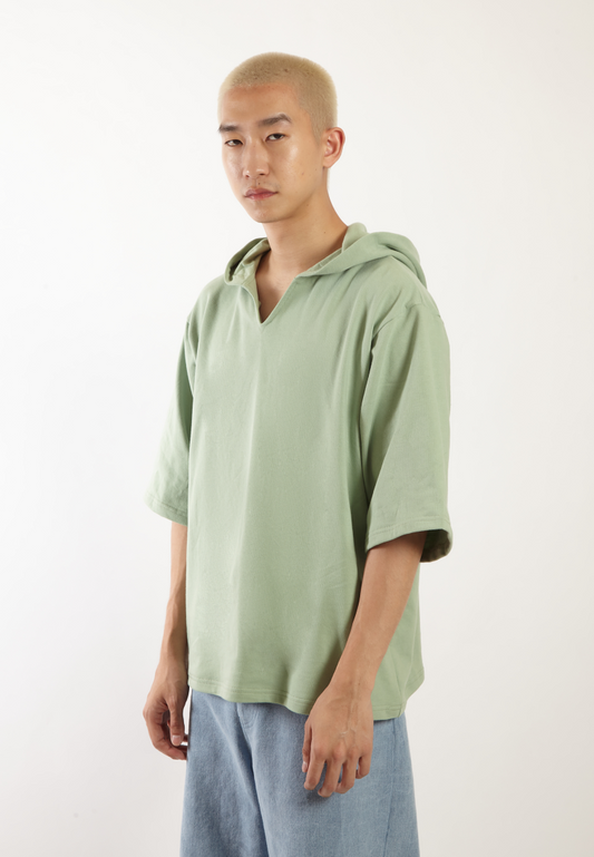 OCWA X VEDECI OVERSIZED BLAZE SHORT SLEEVE HOODIE SAGE GREEN