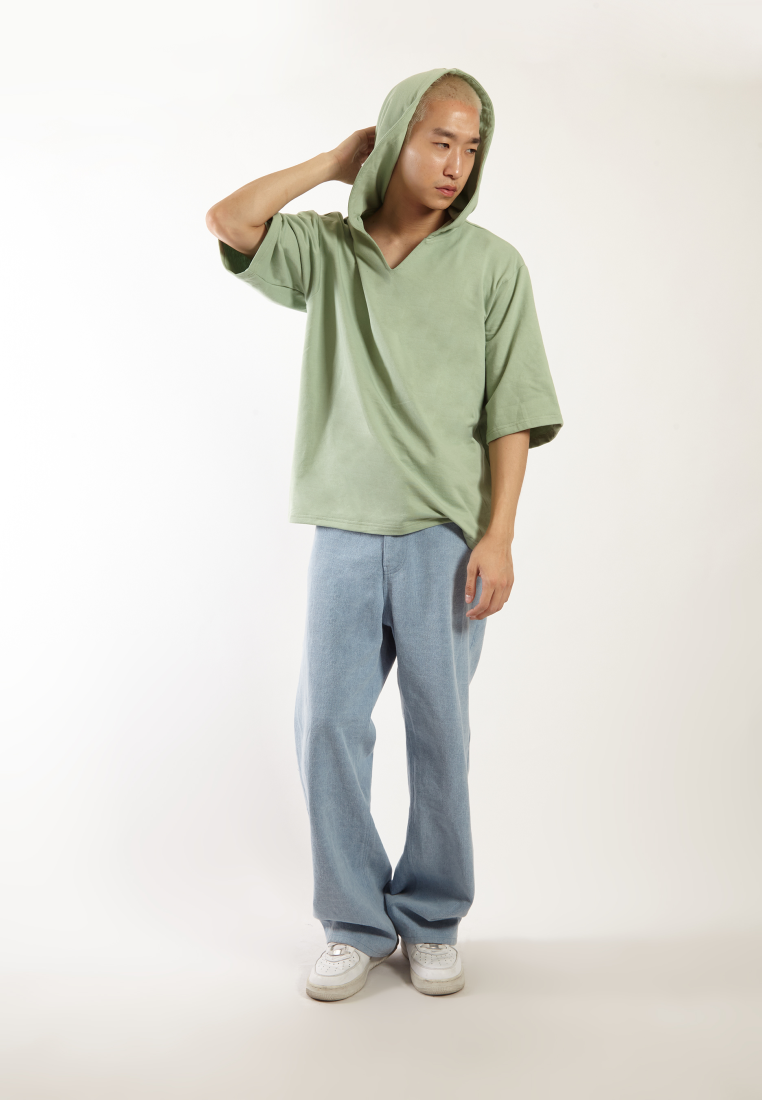 OCWA X VEDECI OVERSIZED BLAZE SHORT SLEEVE HOODIE SAGE GREEN