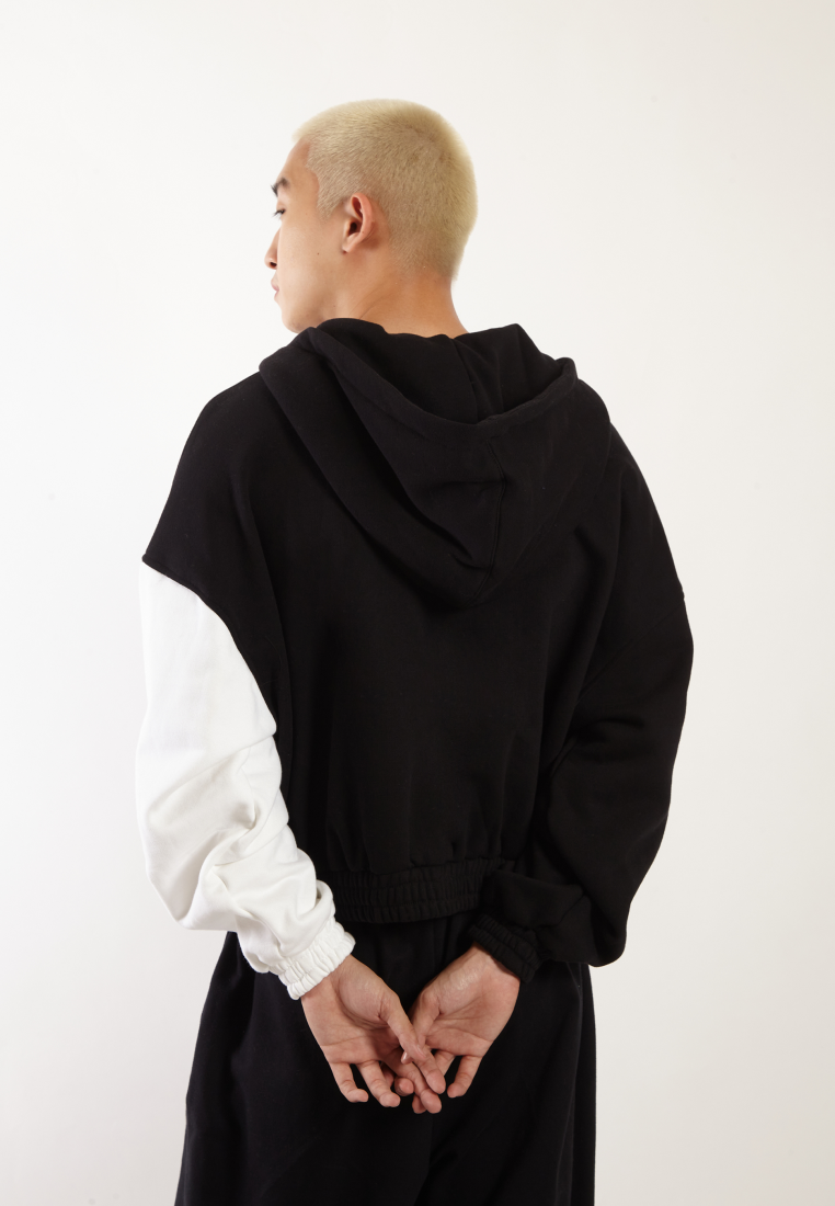 OCWA MARGO BLACK WHITE OVERSIZED ZIPPER HOODIE