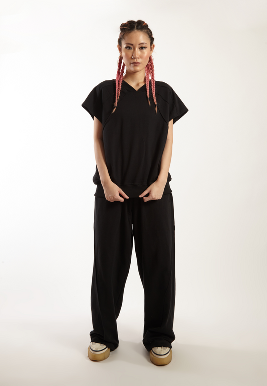 OCWA X VEDECI SAINT OVERSIZED SLEEVELESS TOP BLACK