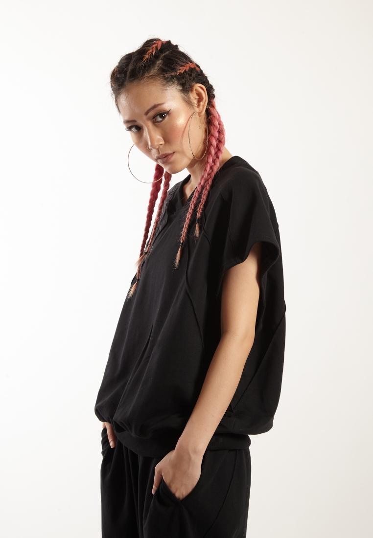 OCWA X VEDECI SAINT OVERSIZED SLEEVELESS TOP BLACK