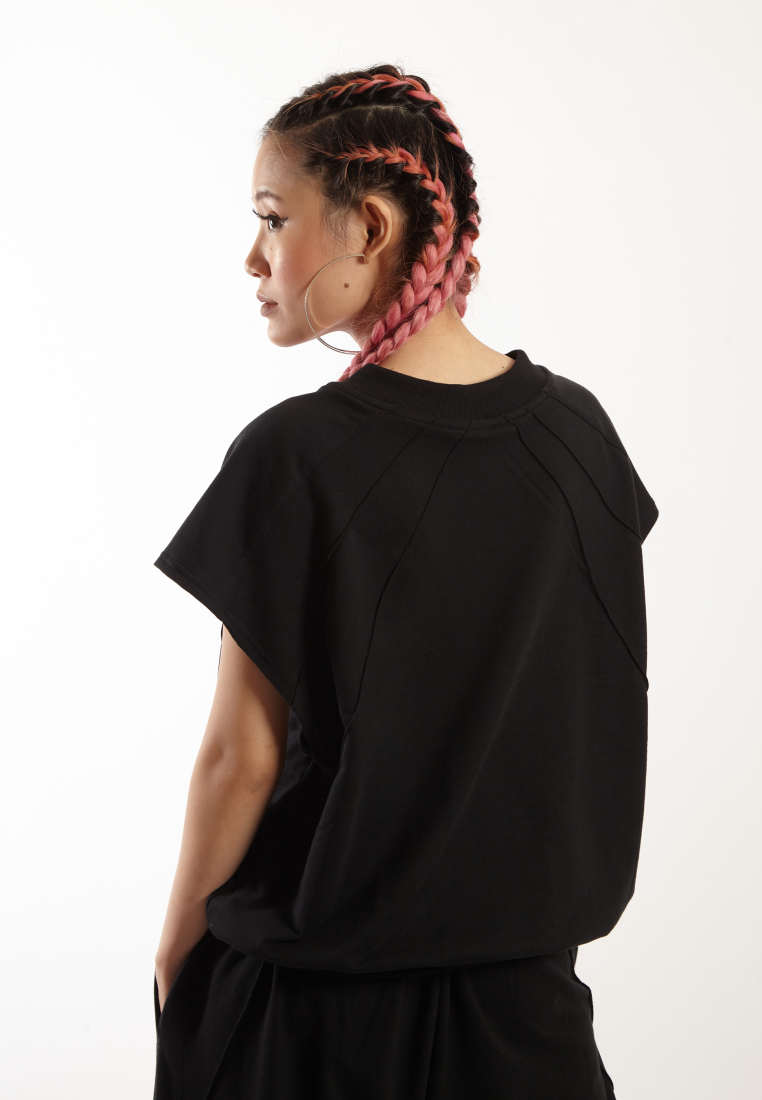 OCWA X VEDECI SAINT OVERSIZED SLEEVELESS TOP BLACK