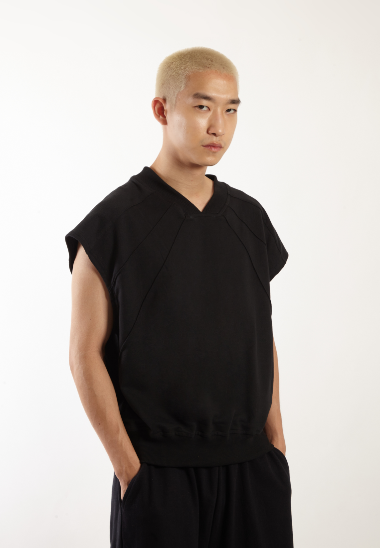 OCWA X VEDECI SAINT OVERSIZED SLEEVELESS TOP BLACK