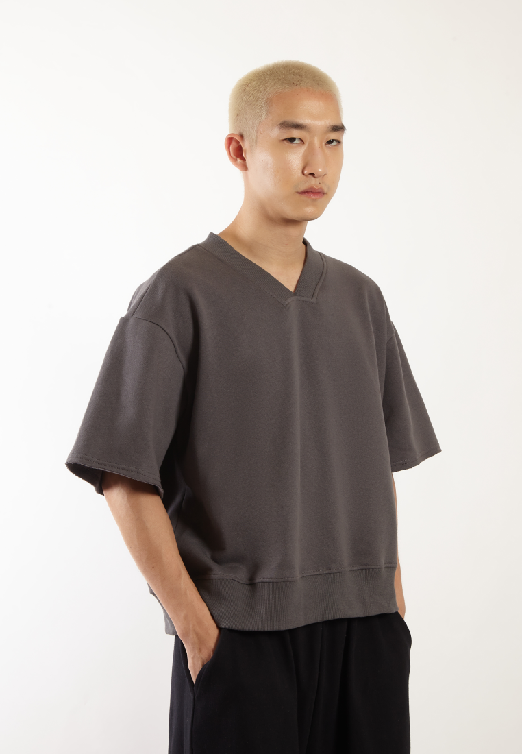 OCWA X VEDECI LUKE OVERSIZED SHORT SLEEVE SWEATER ASH GREY