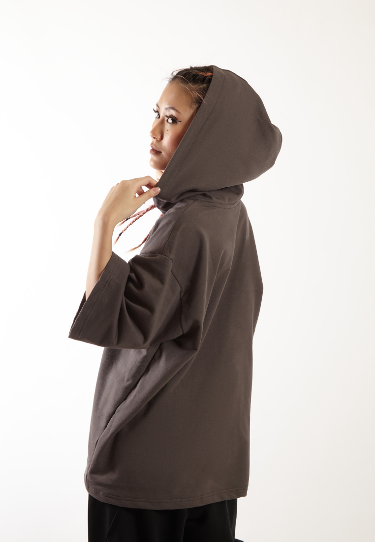 OCWA X VEDECI OVERSIZED BLAZE SHORT SLEEVE HOODIE ASH GREY WOMAN