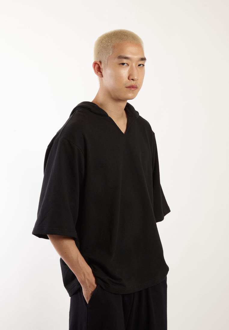 OCWA X VEDECI OVERSIZED BLAZE SHORT SLEEVE HOODIE BLACK