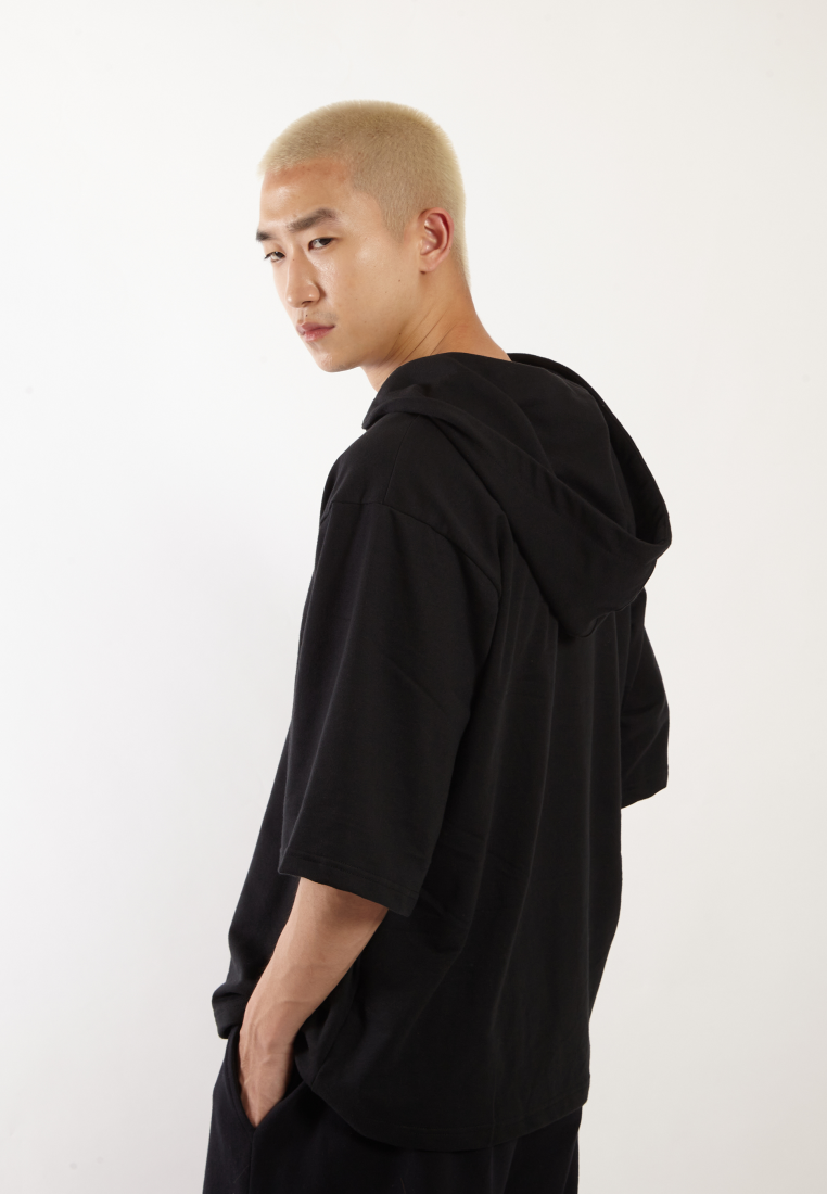 OCWA X VEDECI OVERSIZED BLAZE SHORT SLEEVE HOODIE BLACK