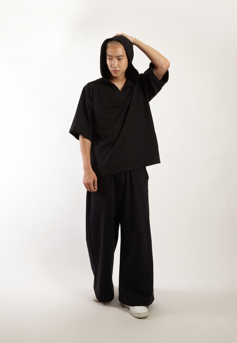 OCWA X VEDECI OVERSIZED BLAZE SHORT SLEEVE HOODIE BLACK