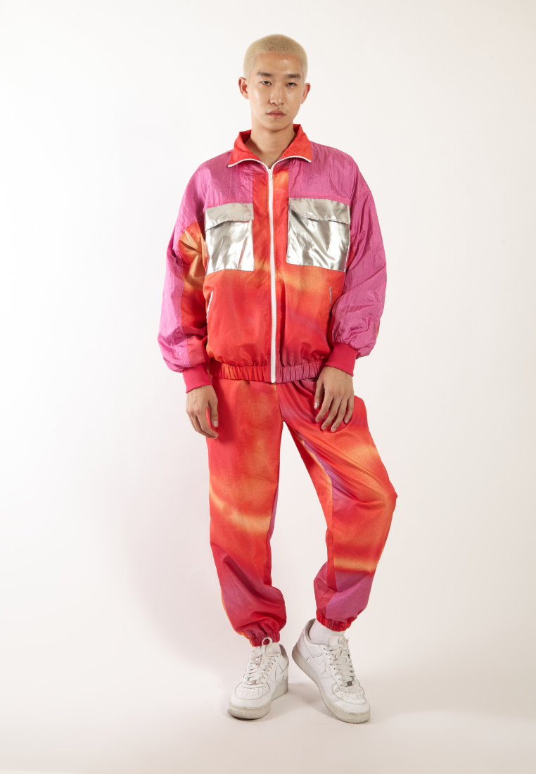 OCWA X NAELS MATES FANTASIA 80S INSPIRED WATERPROOF JACKET PINK ORANGE
