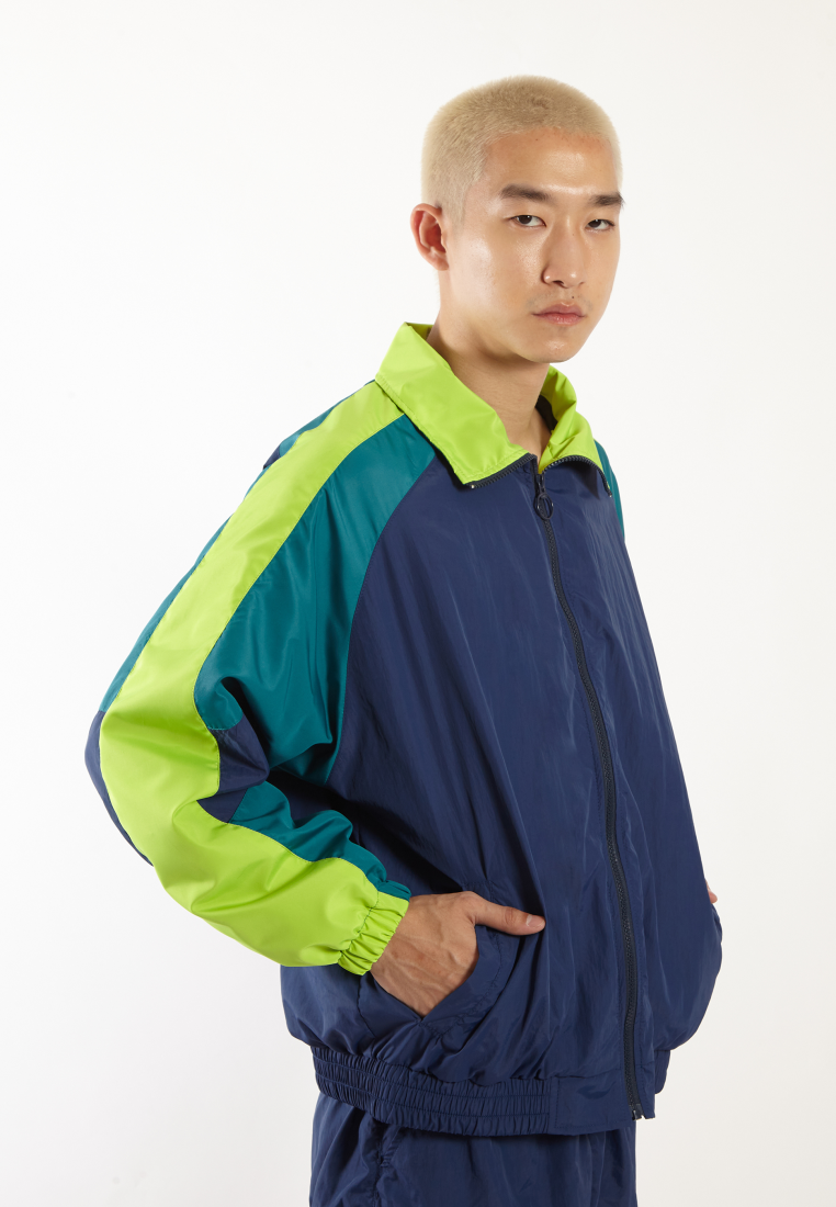 OCWA MIA NEON GREEN NAVY OVERSIZED 80'S INSPIRED JACKET