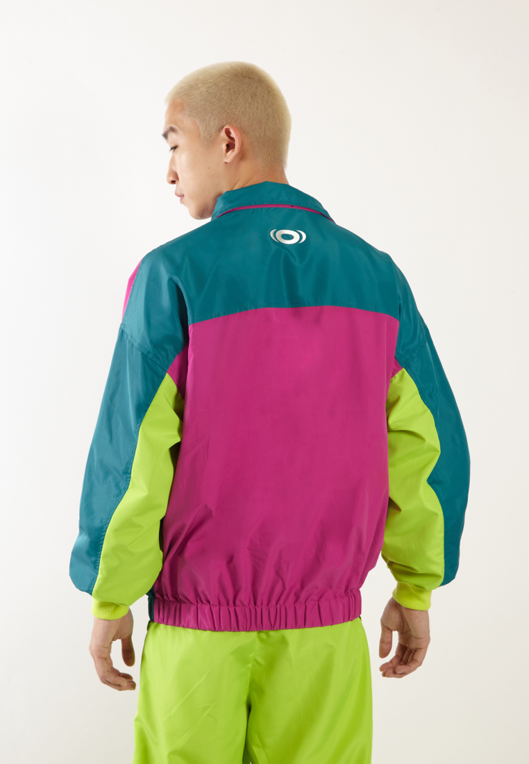 OCWA YUNA COLORBLOCK 80S INSPIRED WATERPROOF SPORTY RUNNING JACKET FUCHSIA PINK NEON GREEN