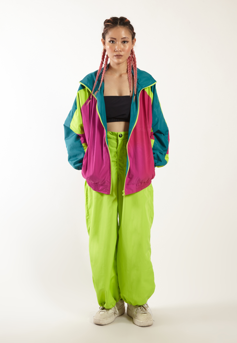 OCWA MIA NEON GREEN PINK FUCHSIA OVERSIZED 80'S INSPIRED JACKET