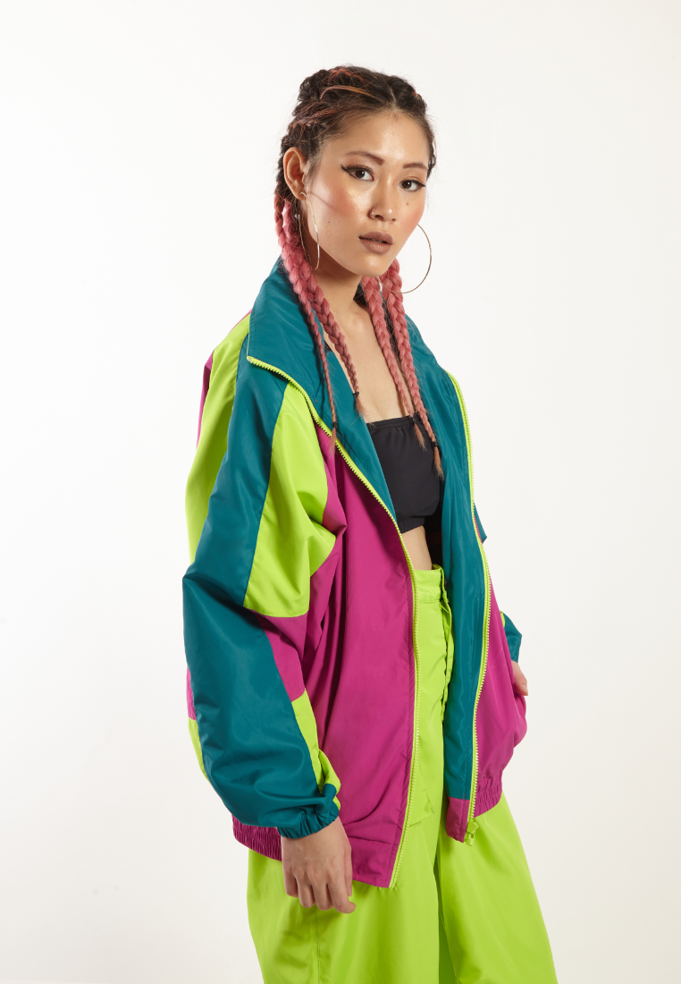 OCWA MIA NEON GREEN PINK FUCHSIA OVERSIZED 80'S INSPIRED JACKET