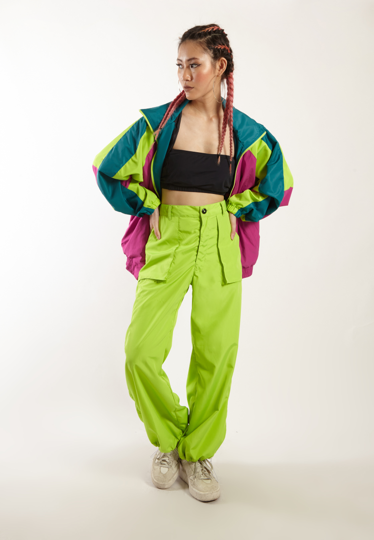 OCWA MIA NEON GREEN PINK FUCHSIA OVERSIZED 80'S INSPIRED JACKET