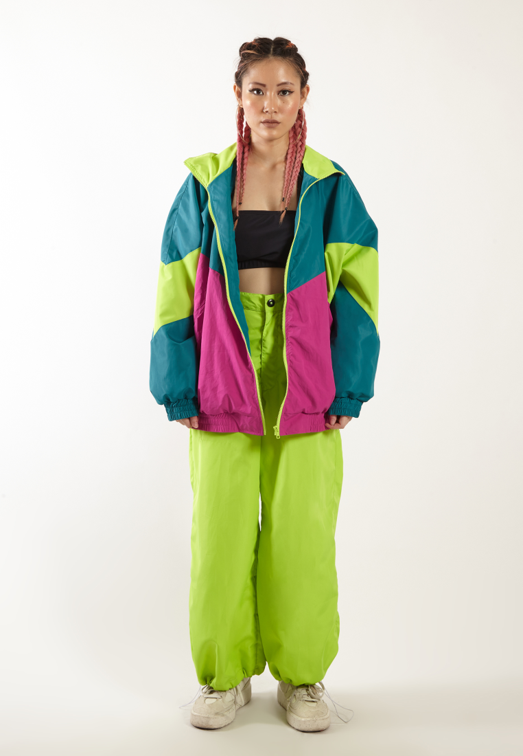 OCWA MARS NEON GREEN PINK FUCHSIA OVERSIZED 80'S INSPIRED JACKET