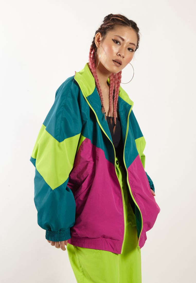 OCWA MARS NEON GREEN PINK FUCHSIA OVERSIZED 80'S INSPIRED JACKET