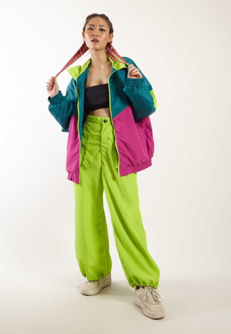 OCWA MARS NEON GREEN PINK FUCHSIA OVERSIZED 80'S INSPIRED JACKET