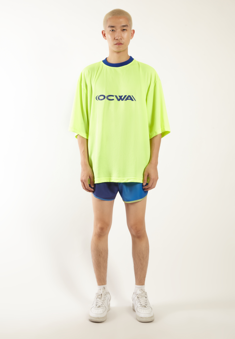 OCWA MINO OVERSIZED NEON YELLOW ELECTRIC BLUE DRYFIT JERSEY TEE