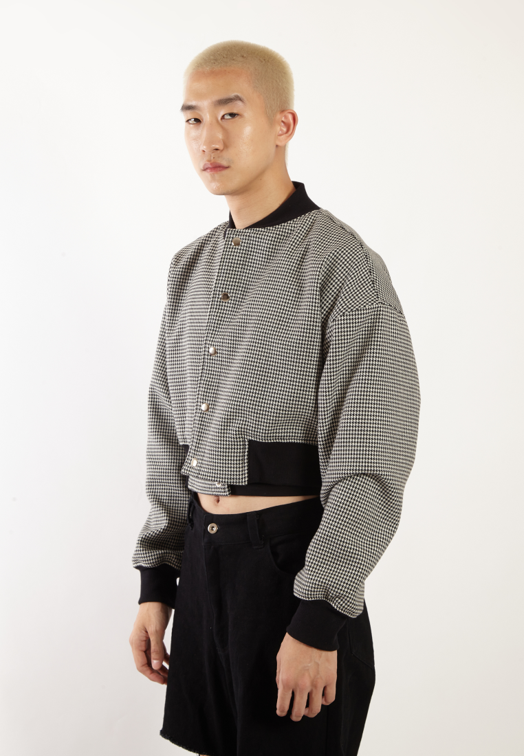 OCWA MAYER HOUNDSTOOTH CROP VARSITY JACKET