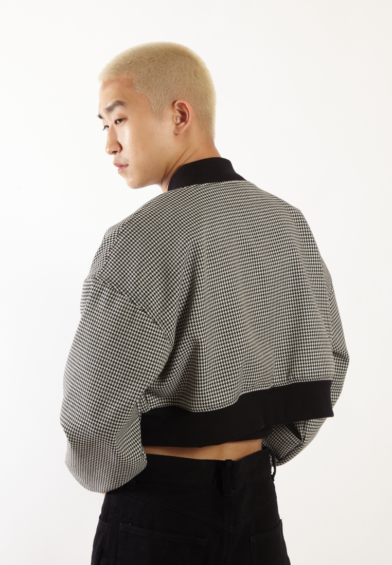 OCWA MAYER HOUNDSTOOTH CROP VARSITY JACKET