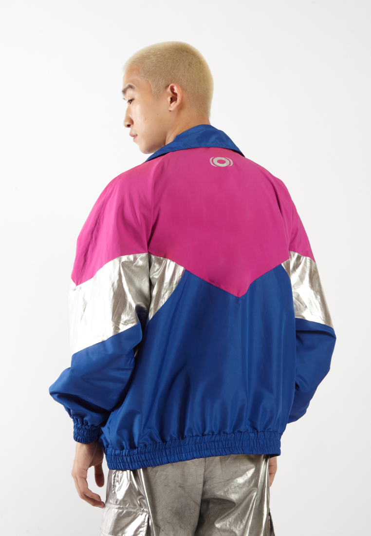 OCWA REN ELECTRIC BLUE PINK FUCHSIA SILVER OVERSIZED 80'S INSPIRED JACKET MEN