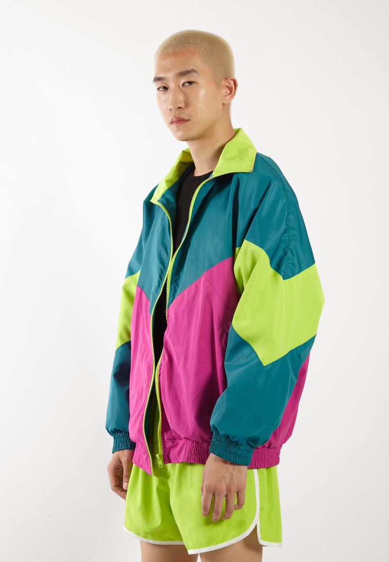 OCWA MARS NEON GREEN PINK FUCHSIA OVERSIZED 80'S INSPIRED JACKET