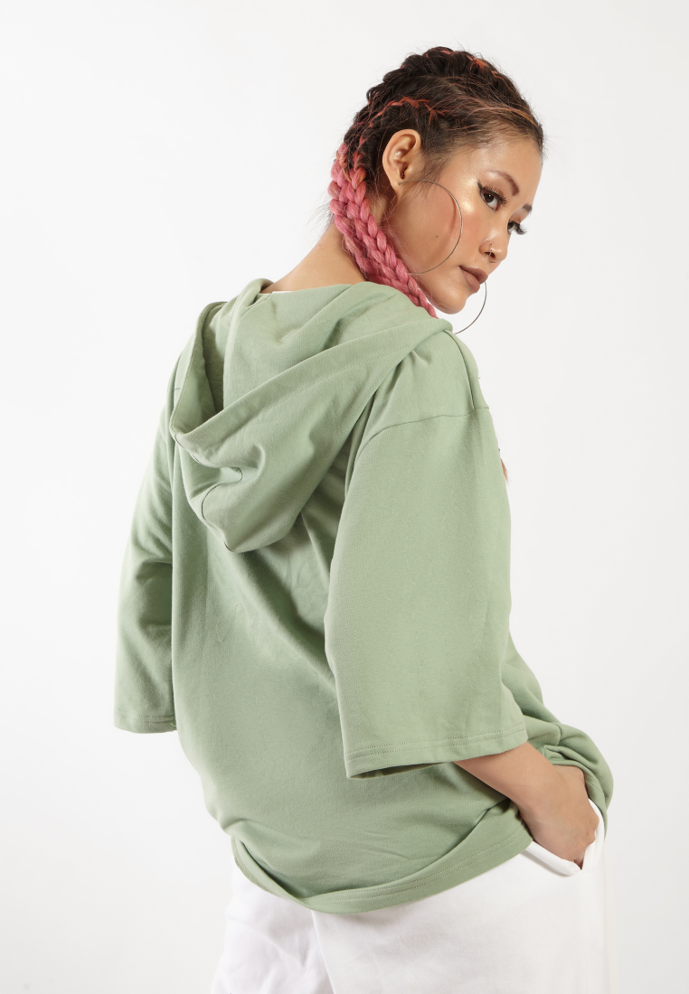 OCWA X VEDECI OVERSIZED BLAZE SHORT SLEEVE HOODIE SAGE GREEN