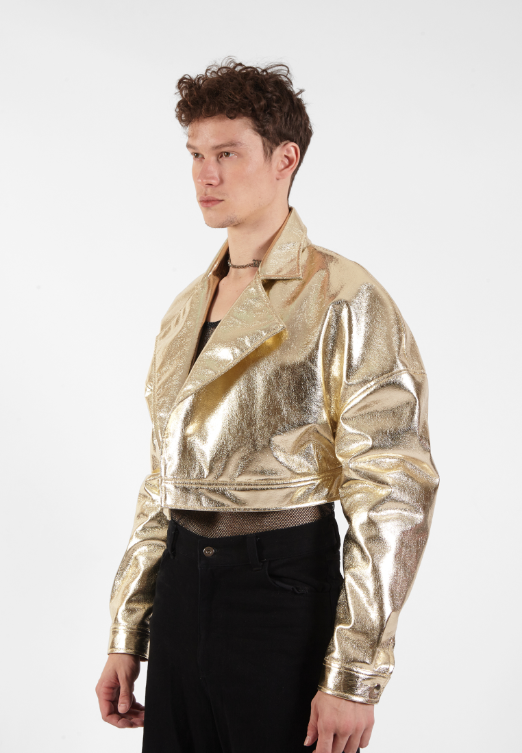 OCWA NYE GOLD PUFF SLEEVE CROP JACKET