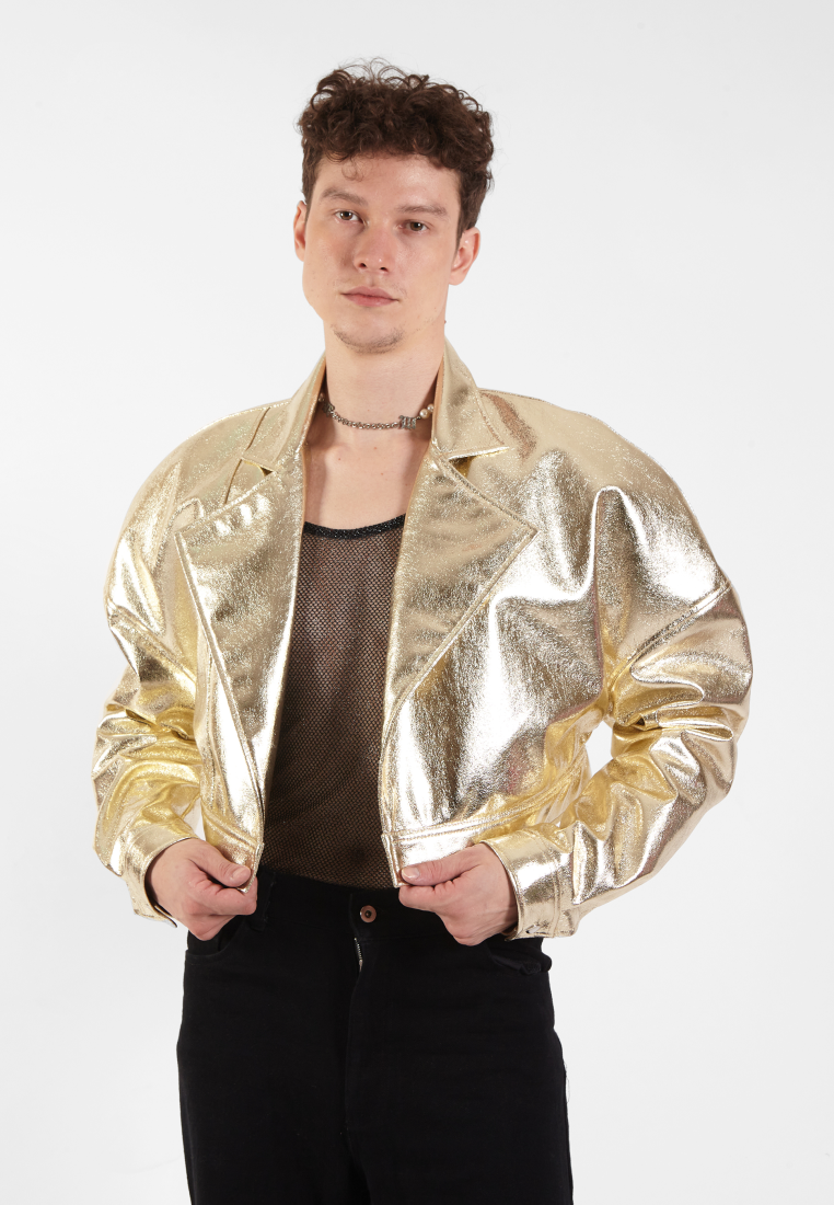 OCWA NYE GOLD PUFF SLEEVE CROP JACKET