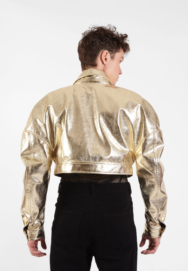 OCWA NYE GOLD PUFF SLEEVE CROP JACKET