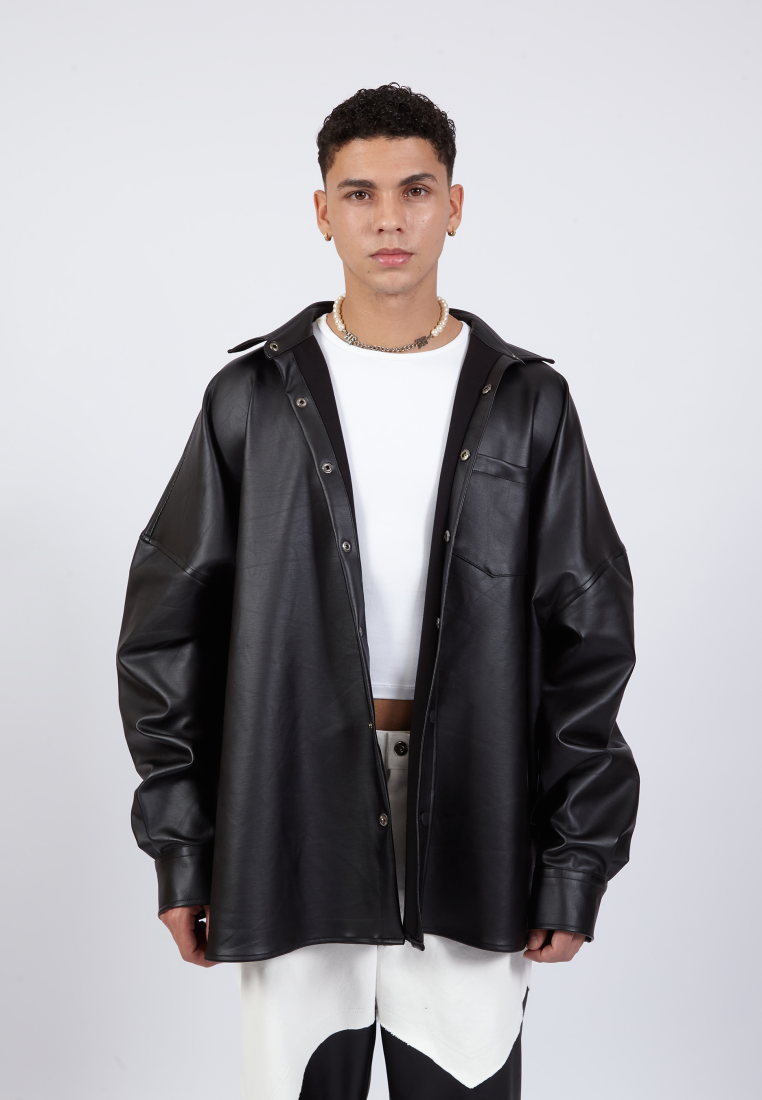OCWA BROOKLYN OVERSIZED LEATHER Y2K SHIRT
