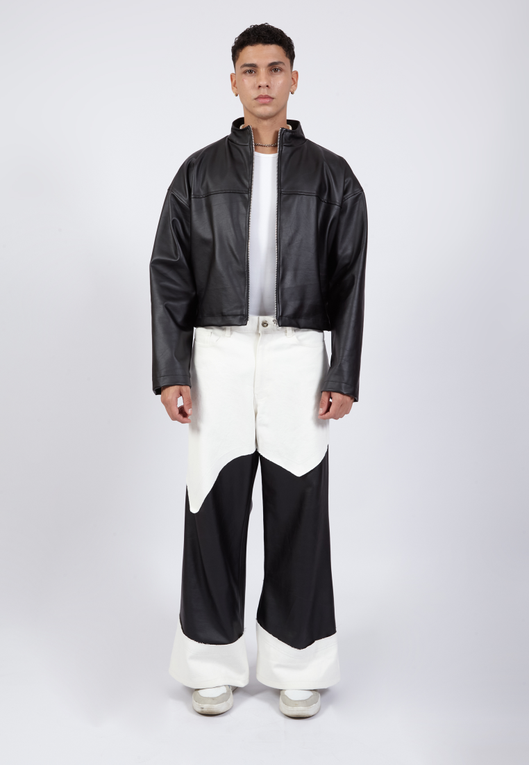 OCWA HARLOW BLACK LEATHER CROP JACKET