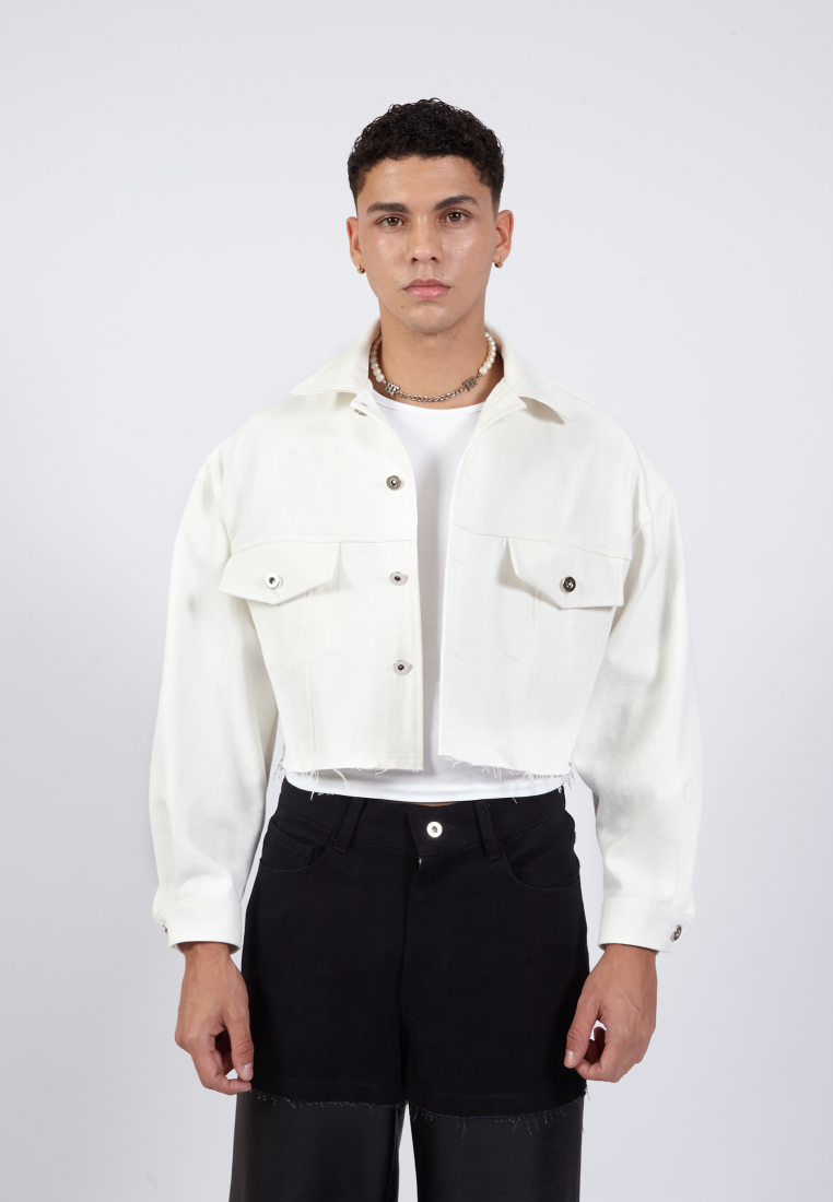 OCWA KOA WHITE CROP DENIM JACKET