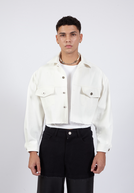 OCWA KOA WHITE CROP DENIM JACKET
