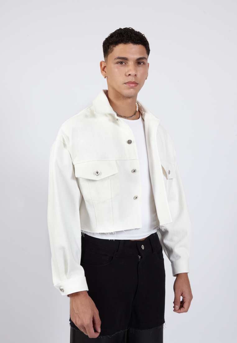 OCWA KOA WHITE CROP DENIM JACKET